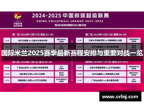 国际米兰2025赛季最新赛程安排与重要对战一览